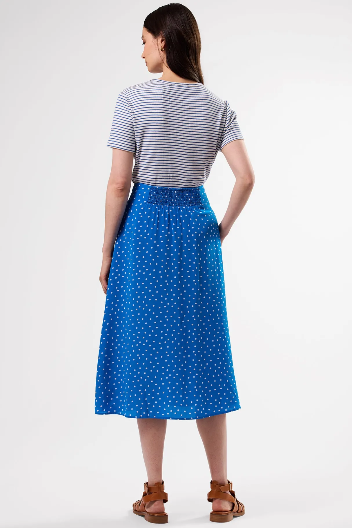 Amour Vert Button Front Washable Silk Skirt RivieraDotTurquoise Sale