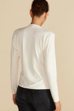 Amour Vert Calais Bamboo Knit Blouse Ivory Sale