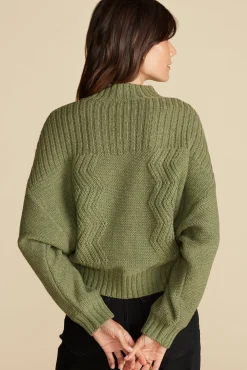 Amour Vert Cameryn Cable Knit Wool Sweater OliveGreen Best