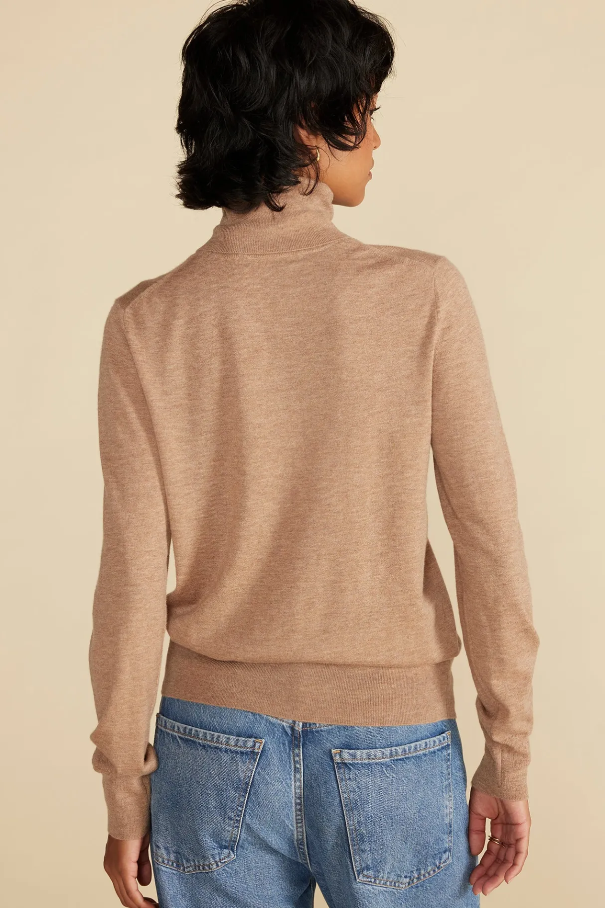 Amour Vert Carrie Turtleneck Cashmere Sweater CafeAuLaitBeige Best