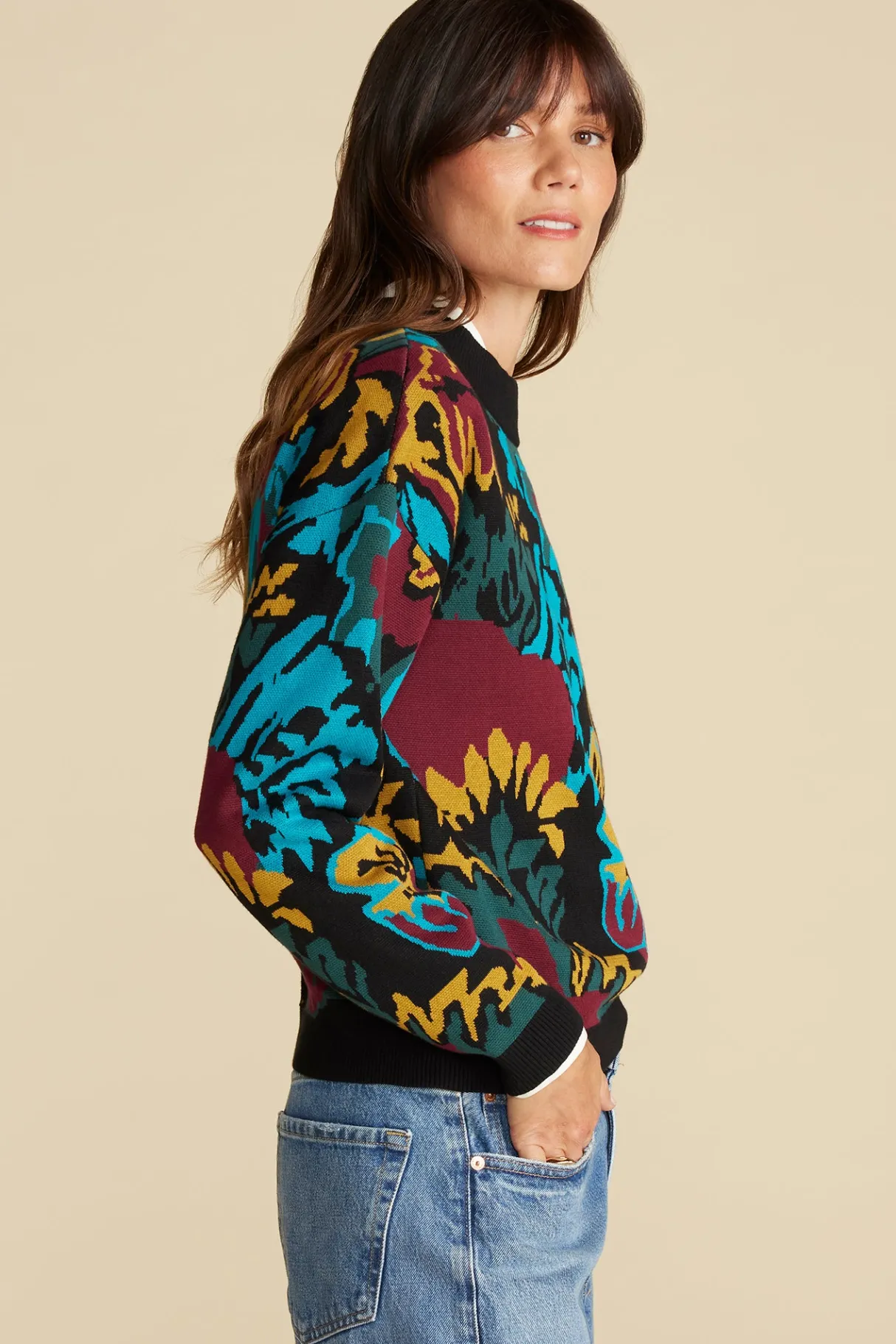Amour Vert Cecile Cotton Jacquard Sweater Multi Fashion