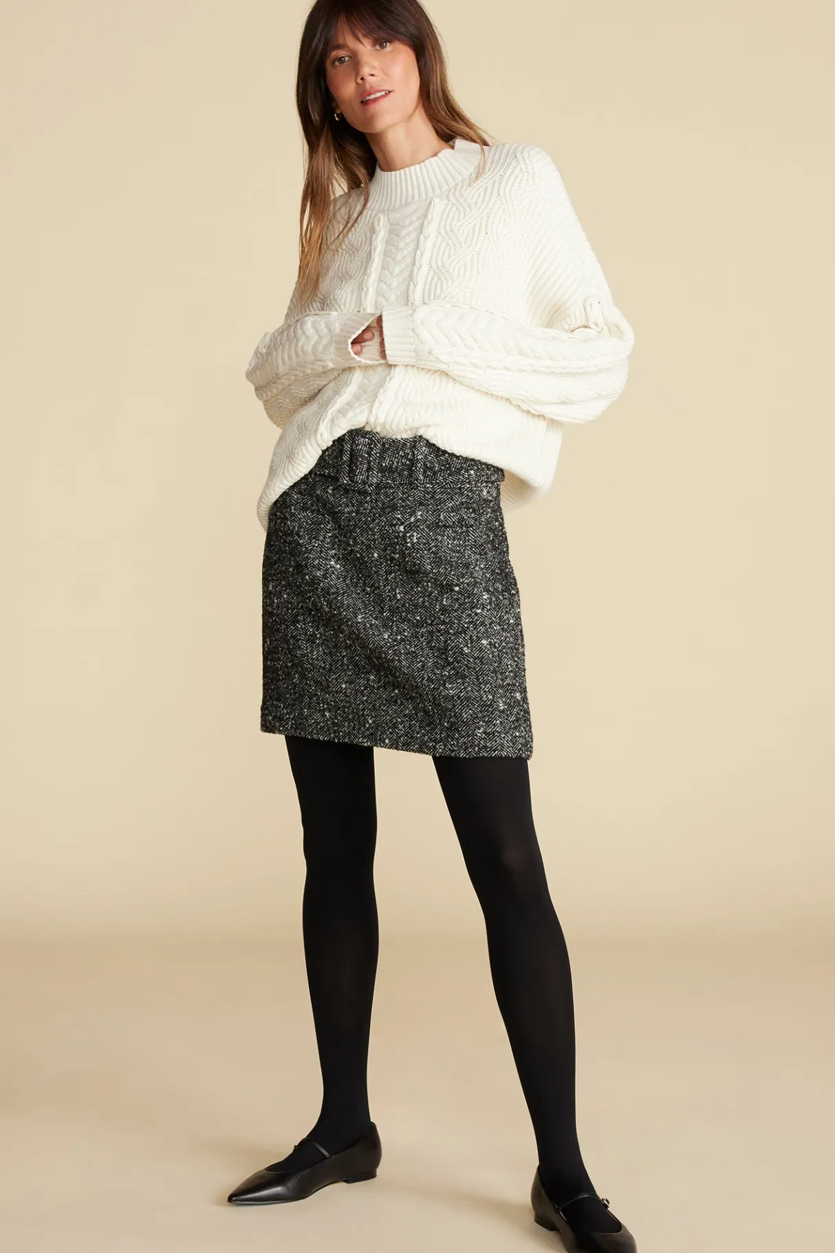 Amour Vert Celeste Cable Cotton Merino Sweater Ivory Discount