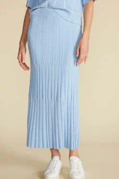 Amour Vert Cerise Knit Midi Skirt SkyBlue Sale