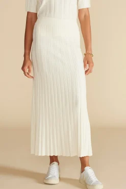 Amour Vert Cerise Knit Midi Skirt Ivory New