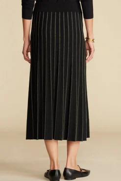 Amour Vert Cerise Metallic Knit Midi Skirt BlackandGold Outlet