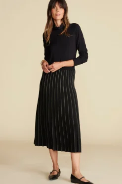 Amour Vert Cerise Metallic Knit Midi Skirt BlackandGold Outlet