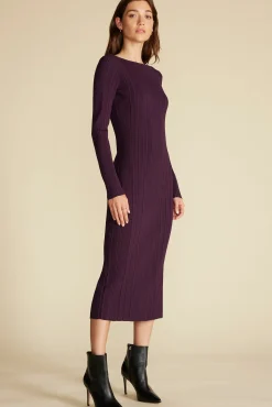 Amour Vert Chantae Boatneck Rib Dress PurpleFig Best