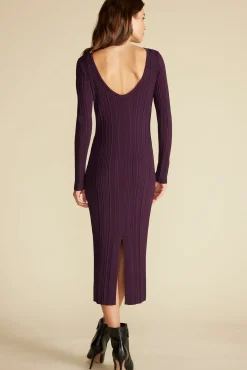 Amour Vert Chantae Boatneck Rib Dress PurpleFig Best