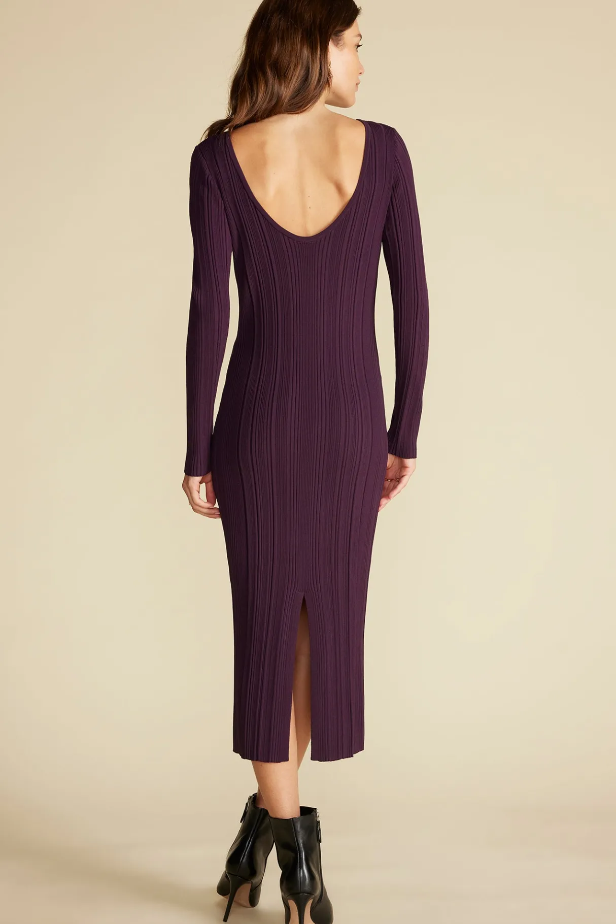 Amour Vert Chantae Boatneck Rib Dress PurpleFig Best
