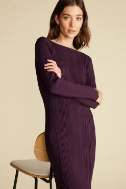Amour Vert Chantae Boatneck Rib Dress PurpleFig Best