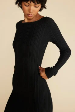 Amour Vert Chantae Ribbed Boatneck Dress Black Outlet