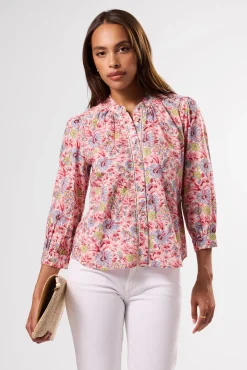 Amour Vert Charlotte Organic Cotton Blouse MarseilleRed Hot