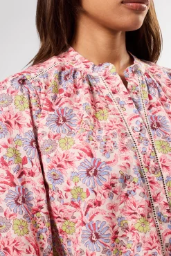 Amour Vert Charlotte Organic Cotton Blouse MarseilleRed Hot