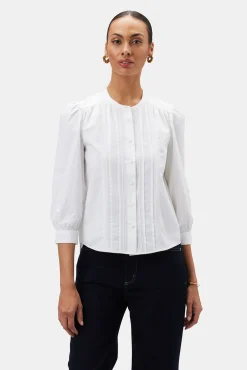 Amour Vert Charlotte Organic Cotton Poplin Blouse White Online