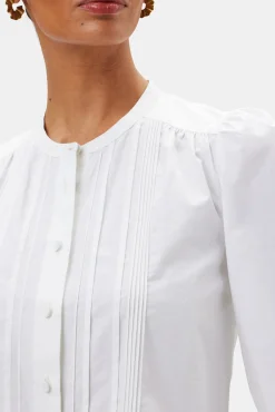 Amour Vert Charlotte Organic Cotton Poplin Blouse White Online