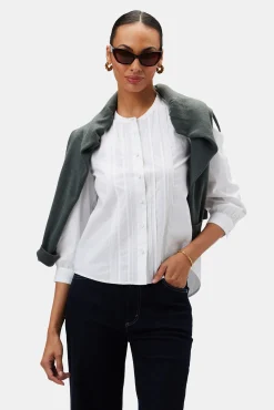 Amour Vert Charlotte Organic Cotton Poplin Blouse White Online