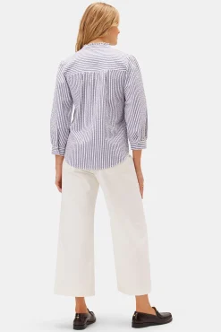 Amour Vert Charlotte Seersucker Blouse BrittanyStripeBlue Hot