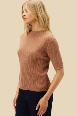 Amour Vert Claire Mock Neck Sweater Tan Outlet