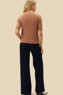 Amour Vert Claire Mock Neck Sweater Tan Outlet