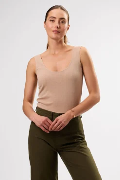 Amour Vert Clarisse Silk Knit Tank Sand Hot