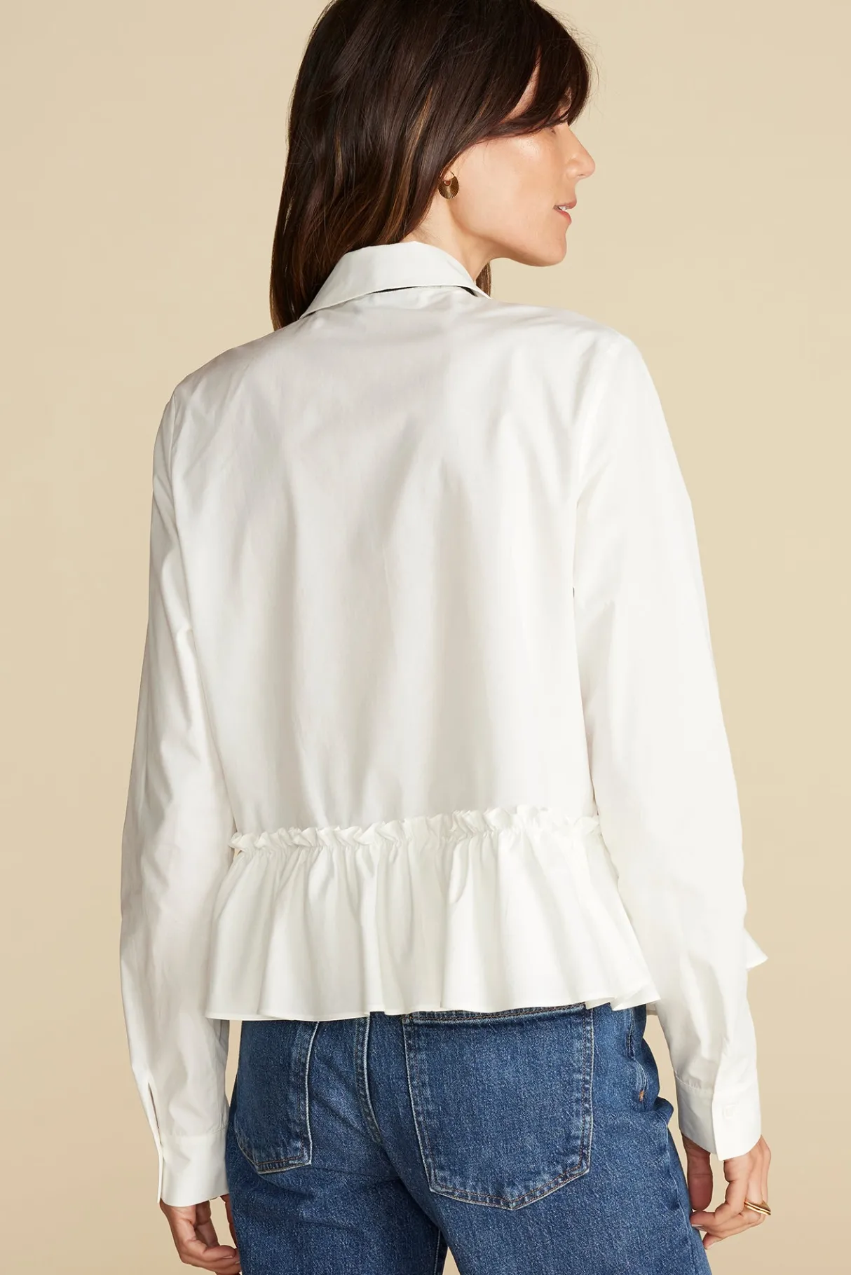 Amour Vert Cottine Cotton Poplin Tie Blouse White New