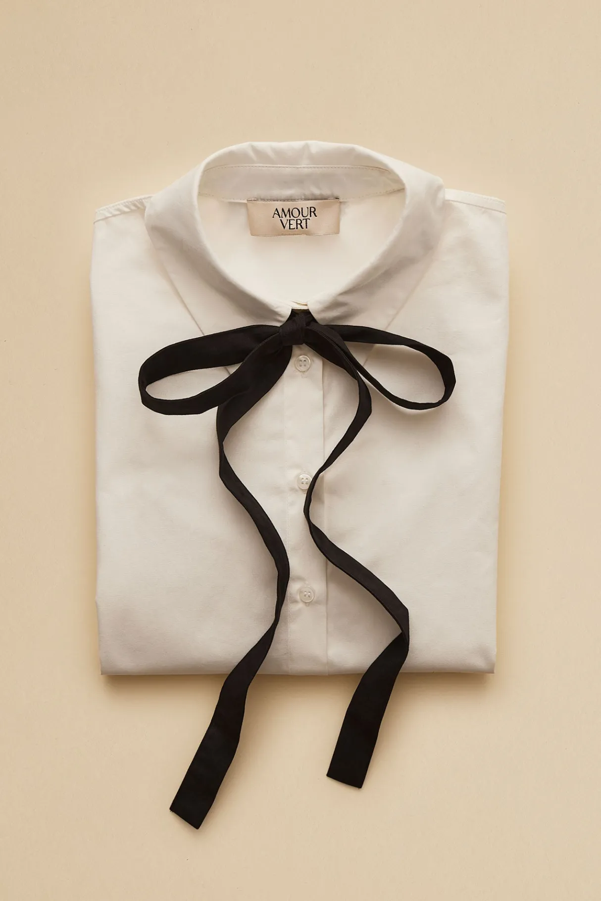 Amour Vert Cottine Cotton Poplin Tie Blouse White New