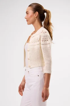 Amour Vert Crochet Cardigan Ivory New