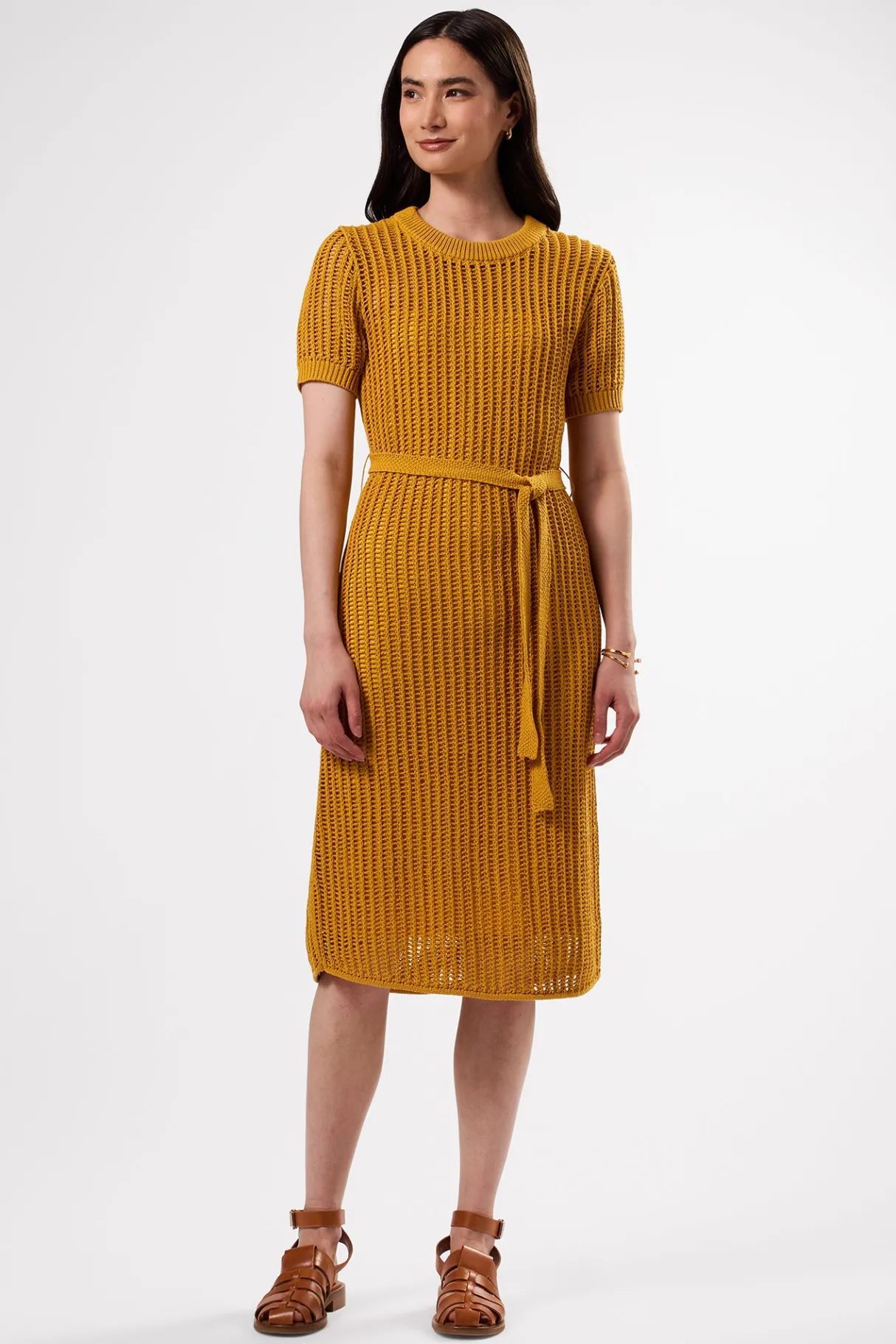 Amour Vert Crochet T Shirt Dress SoleilYellow Hot