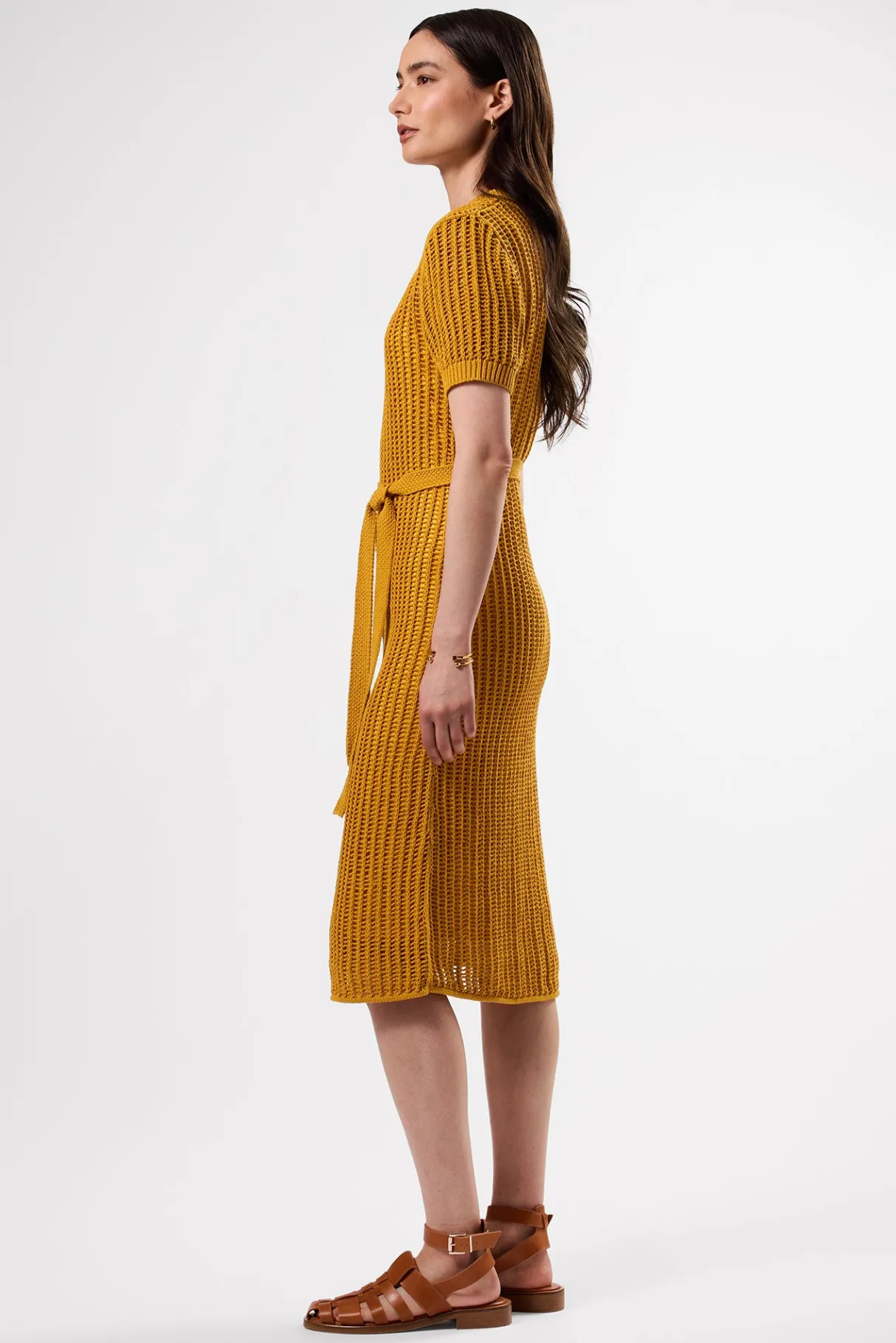 Amour Vert Crochet T Shirt Dress SoleilYellow Hot
