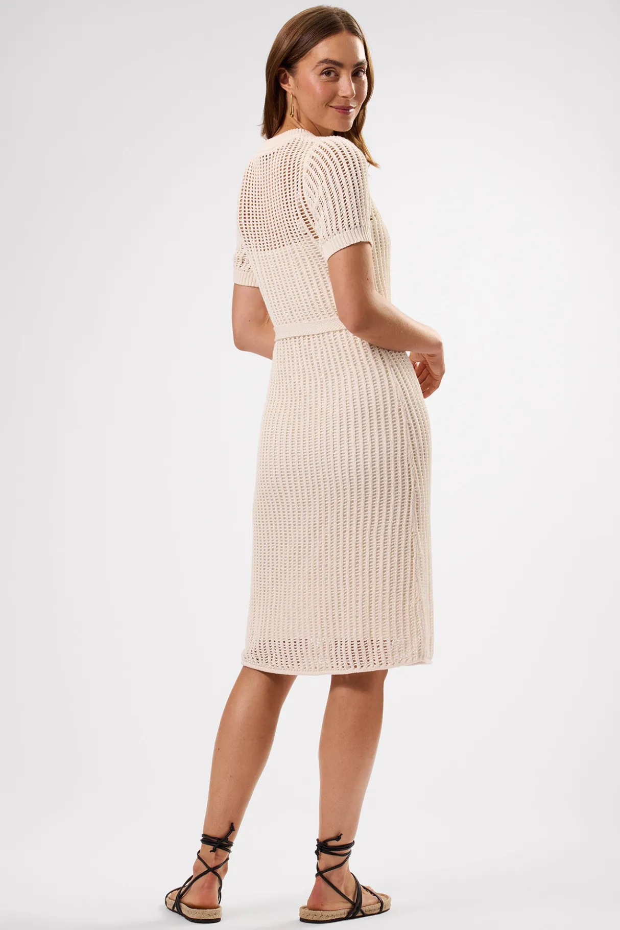 Amour Vert Crochet T Shirt Dress Ivory Discount