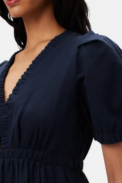 Amour Vert Danielle Cotton Linen Dress NavyBlue Best