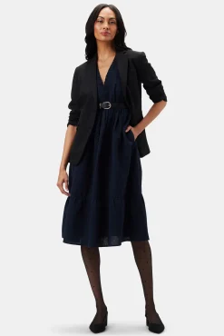 Amour Vert Danielle Cotton Linen Dress NavyBlue Best