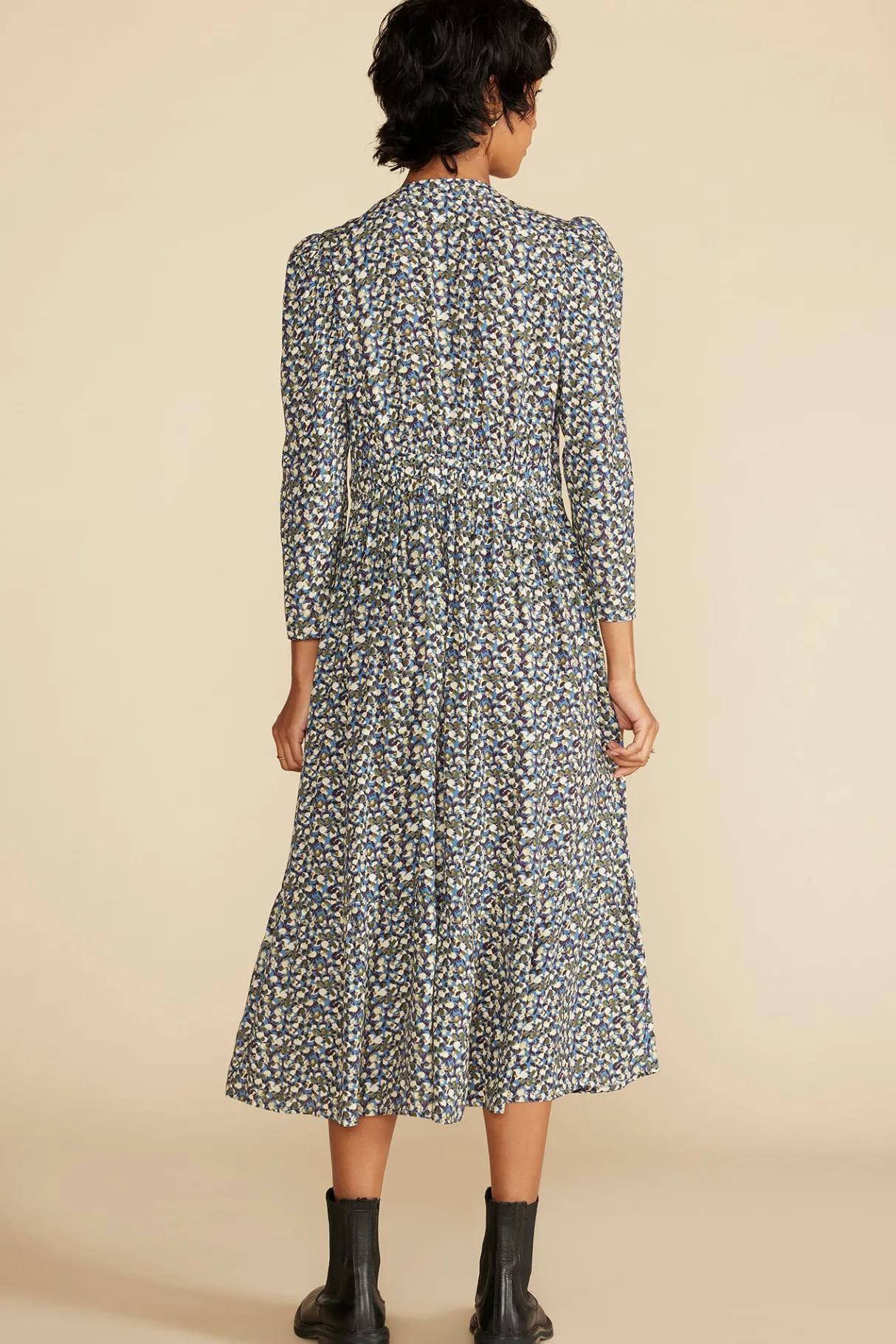 Amour Vert Danielle Puff Sleeve Dress RennesSkyBlueFloralPrint Hot