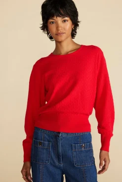 Amour Vert Daphne Novelty Stitch Sweater Red Discount