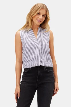Amour Vert Dawn Seersucker Blouse BrittanyStripeBlue Online