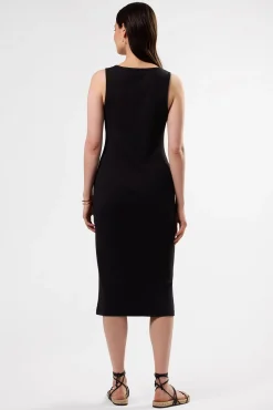 Amour Vert Deacon Organic Cotton Modal Rib Dress Black Clearance