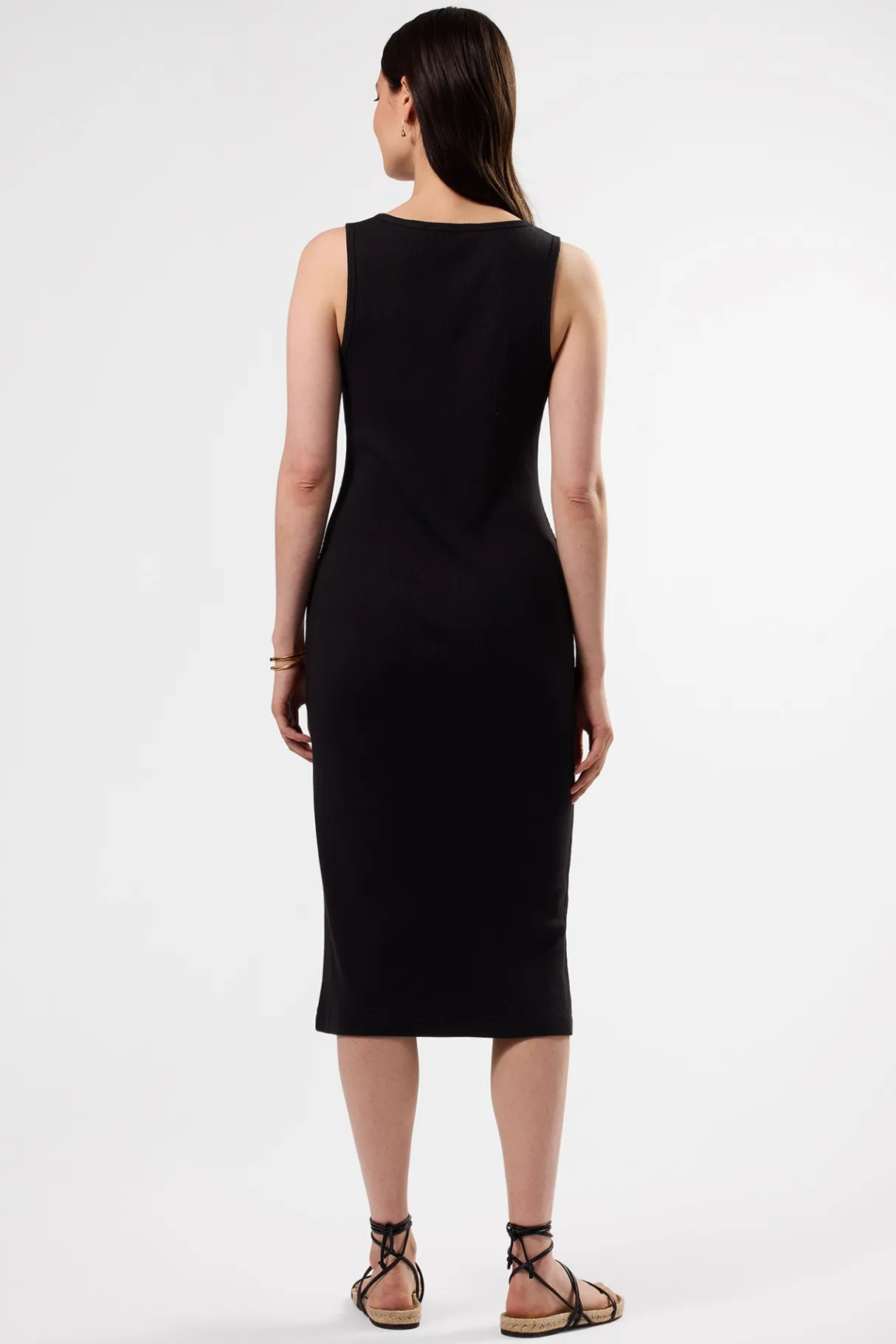 Amour Vert Deacon Organic Cotton Modal Rib Dress Black Clearance