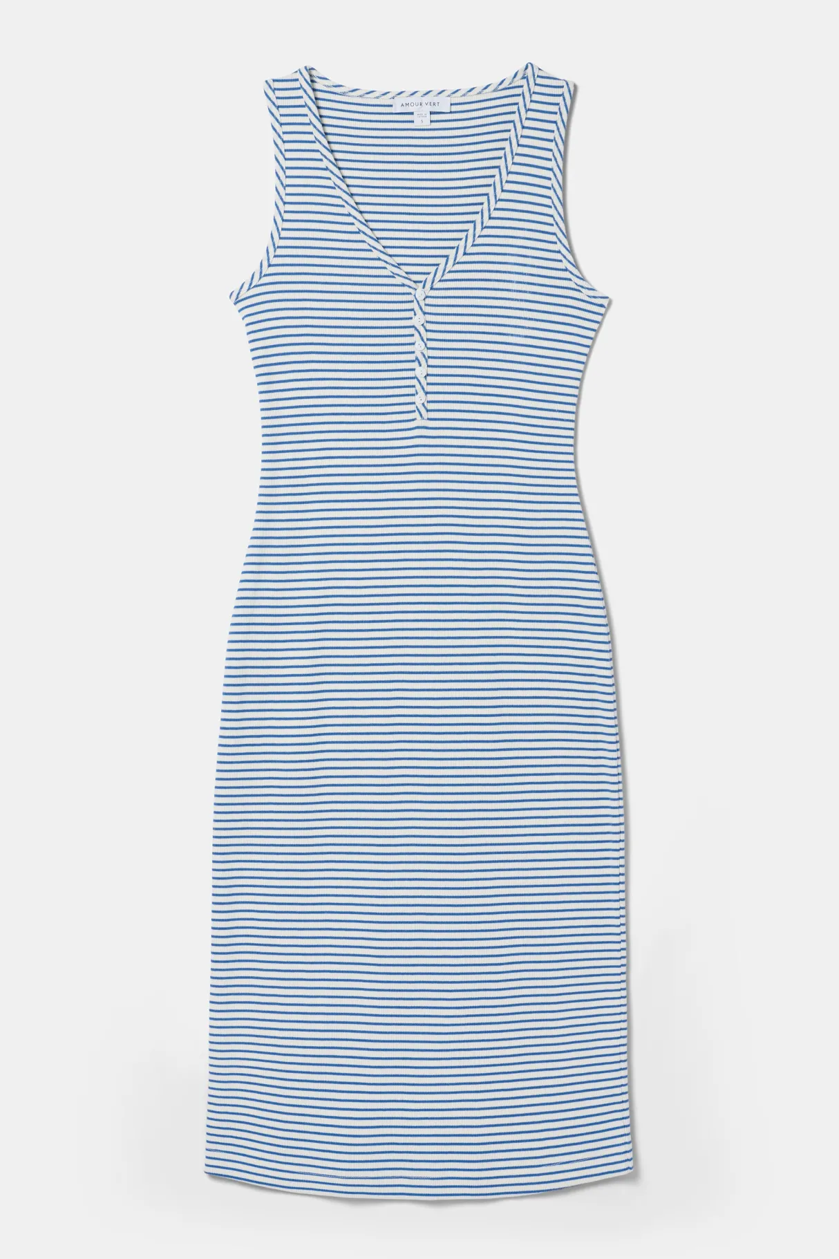 Amour Vert Deacon Organic Cotton Modal Rib Dress CannesStripeNaturalAegeanBlue Online