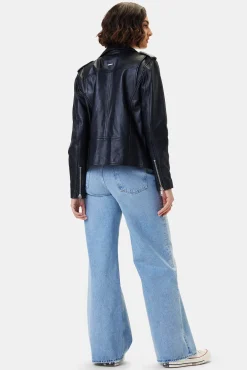Amour Vert Deadwood River Leather Jacket Black Hot
