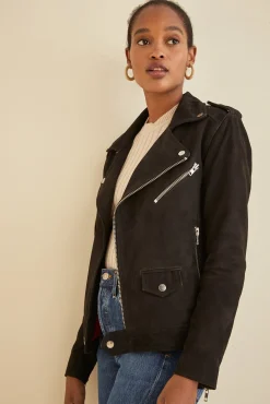 Amour Vert Deadwood River Suede Jacket Black Hot