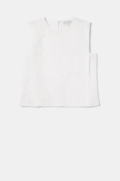 Amour Vert Detailed Cotton Linen Tank Top White Best