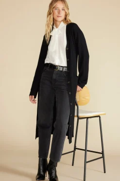 Amour Vert Dion Long V Neck Cardigan LicoriceBlack Clearance