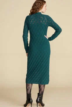 Amour Vert Dore Diamond Pointelle Midi Dress ForestGreen Online
