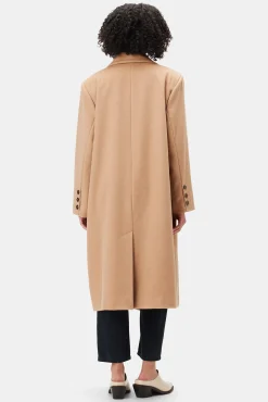 Amour Vert Double Breasted Car Coat Camel Fashion