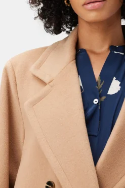 Amour Vert Double Breasted Car Coat Camel Fashion
