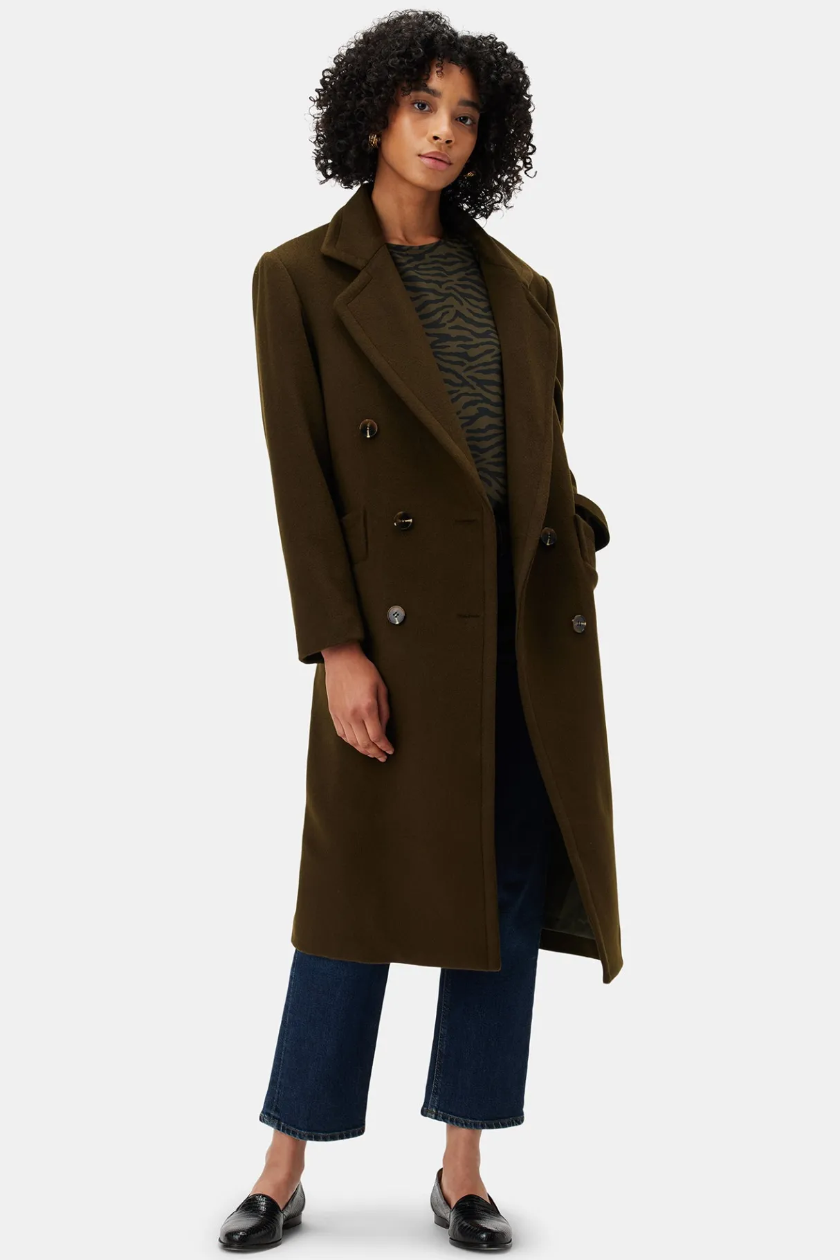 Amour Vert Double Breasted Car Coat Olive Outlet