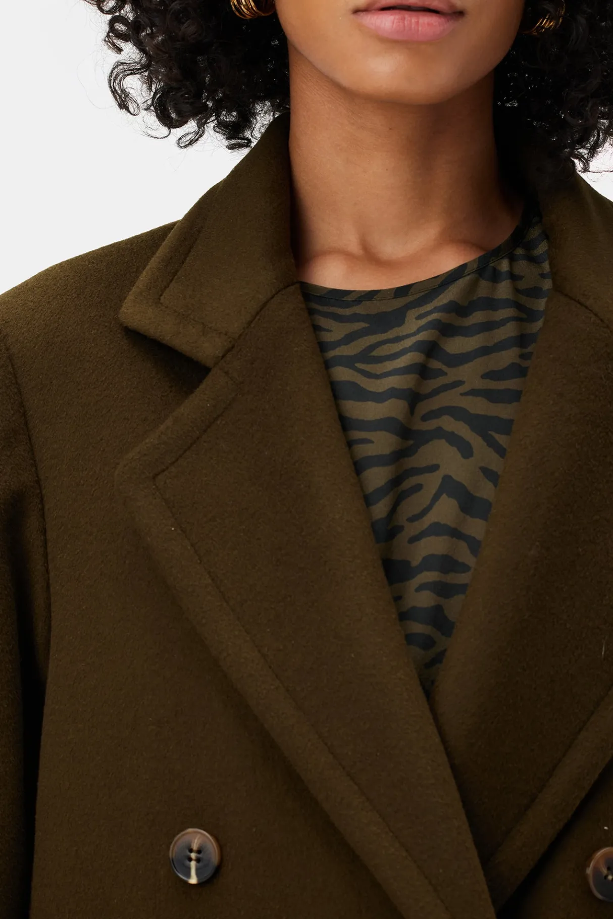 Amour Vert Double Breasted Car Coat Olive Outlet