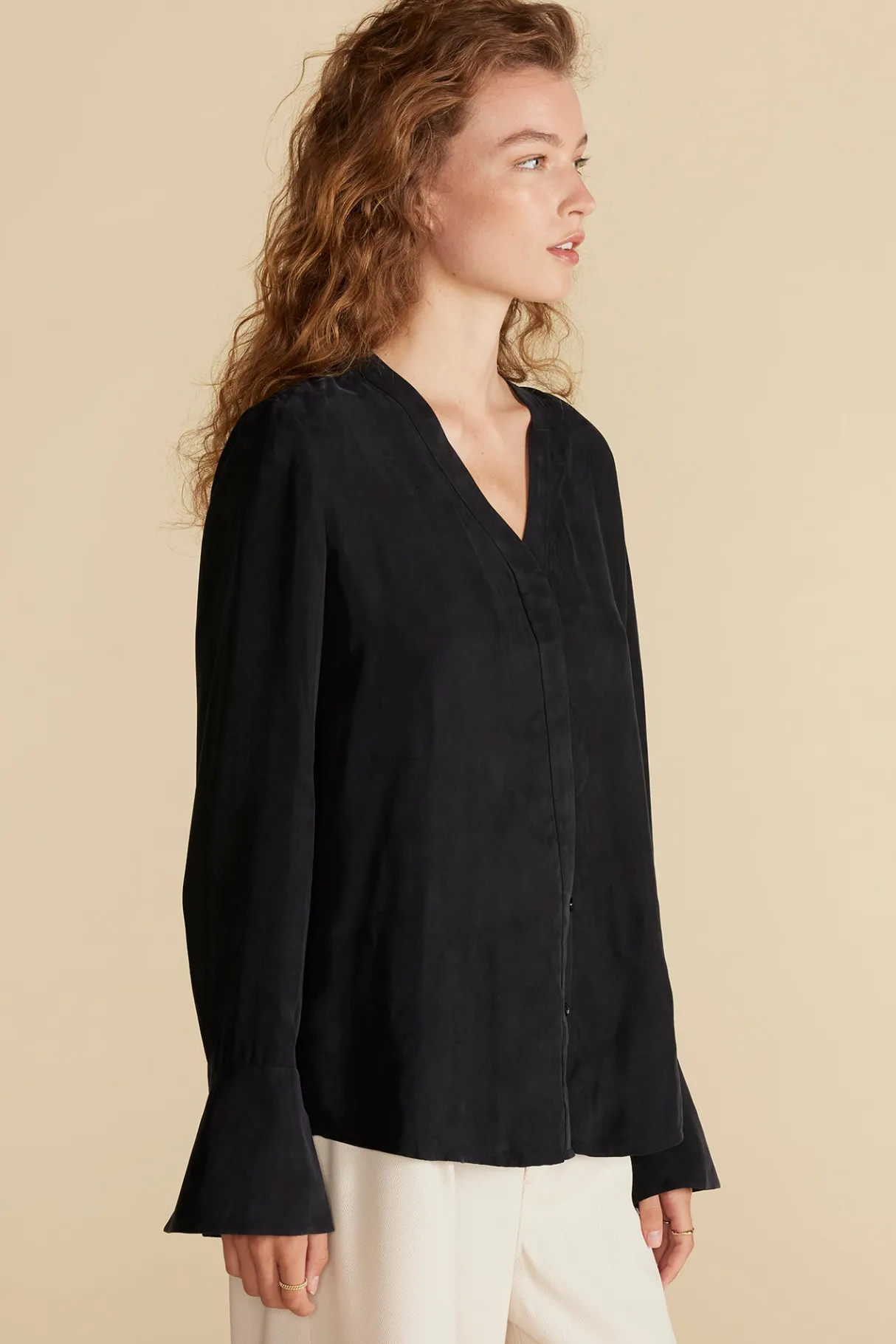 Amour Vert Dree Cupro V Neck Blouse Black Online