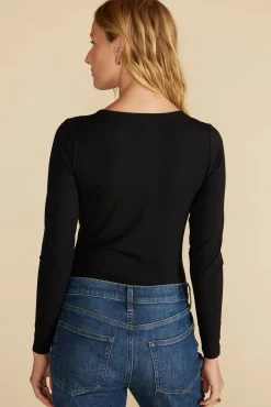 Amour Vert Elea Bamboo Knit Bodysuit Black Discount