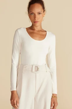 Amour Vert Elea Bamboo Knit Bodysuit Ivory Best